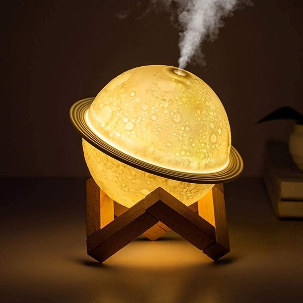 3D Saturn Lamp & Humidifier with Wooden Stand